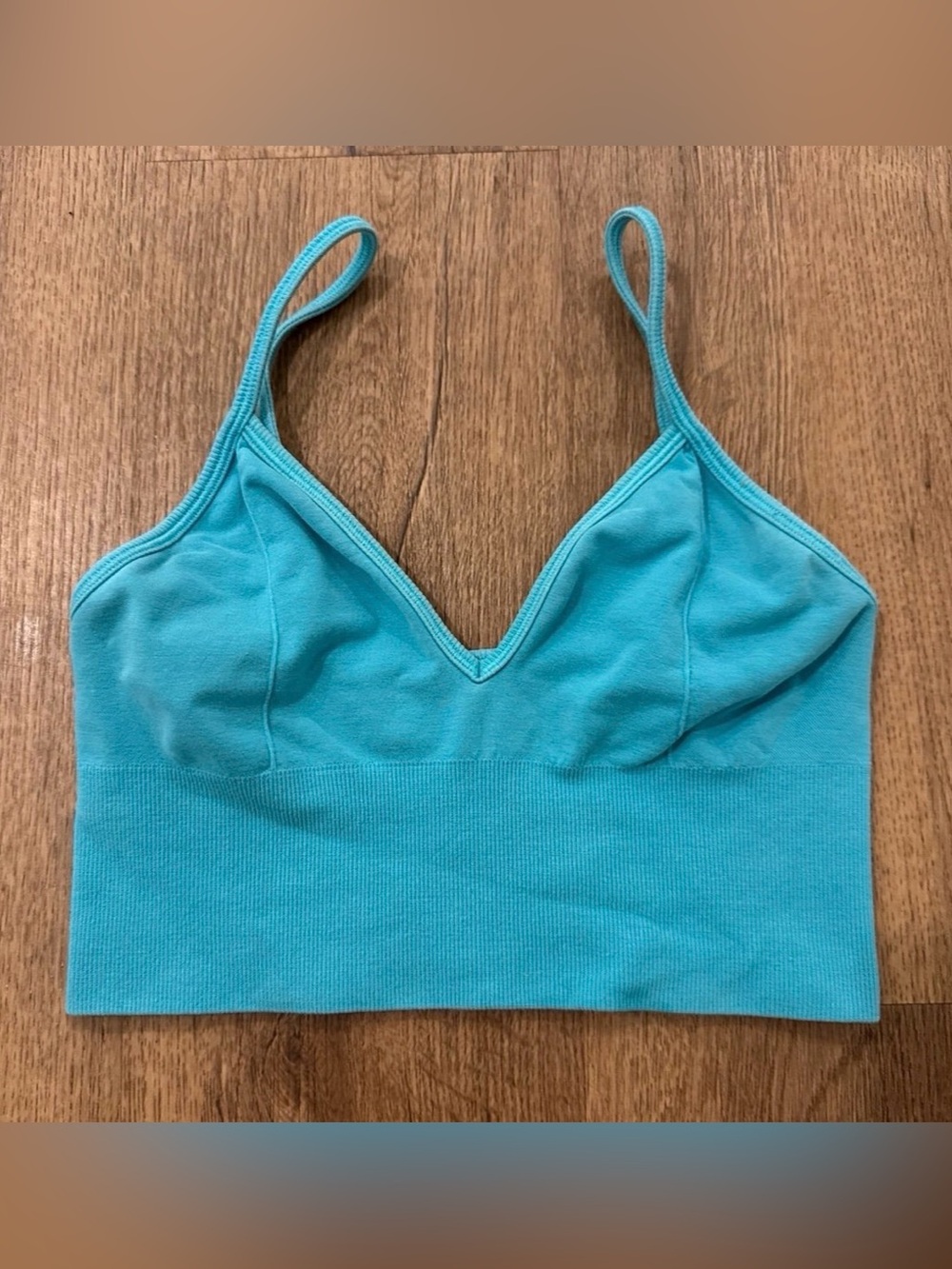 Alo Yoga Seamless Turquoise Bralette Top